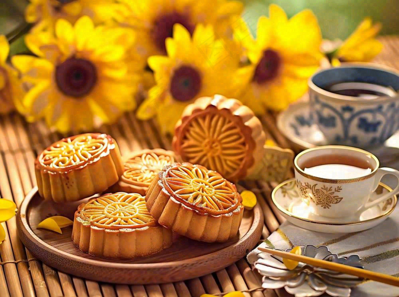 月饼中秋美食摄影图