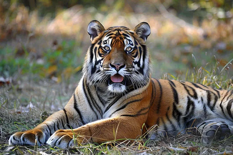 老虎动物园躺着休息的老虎悠闲摄影图