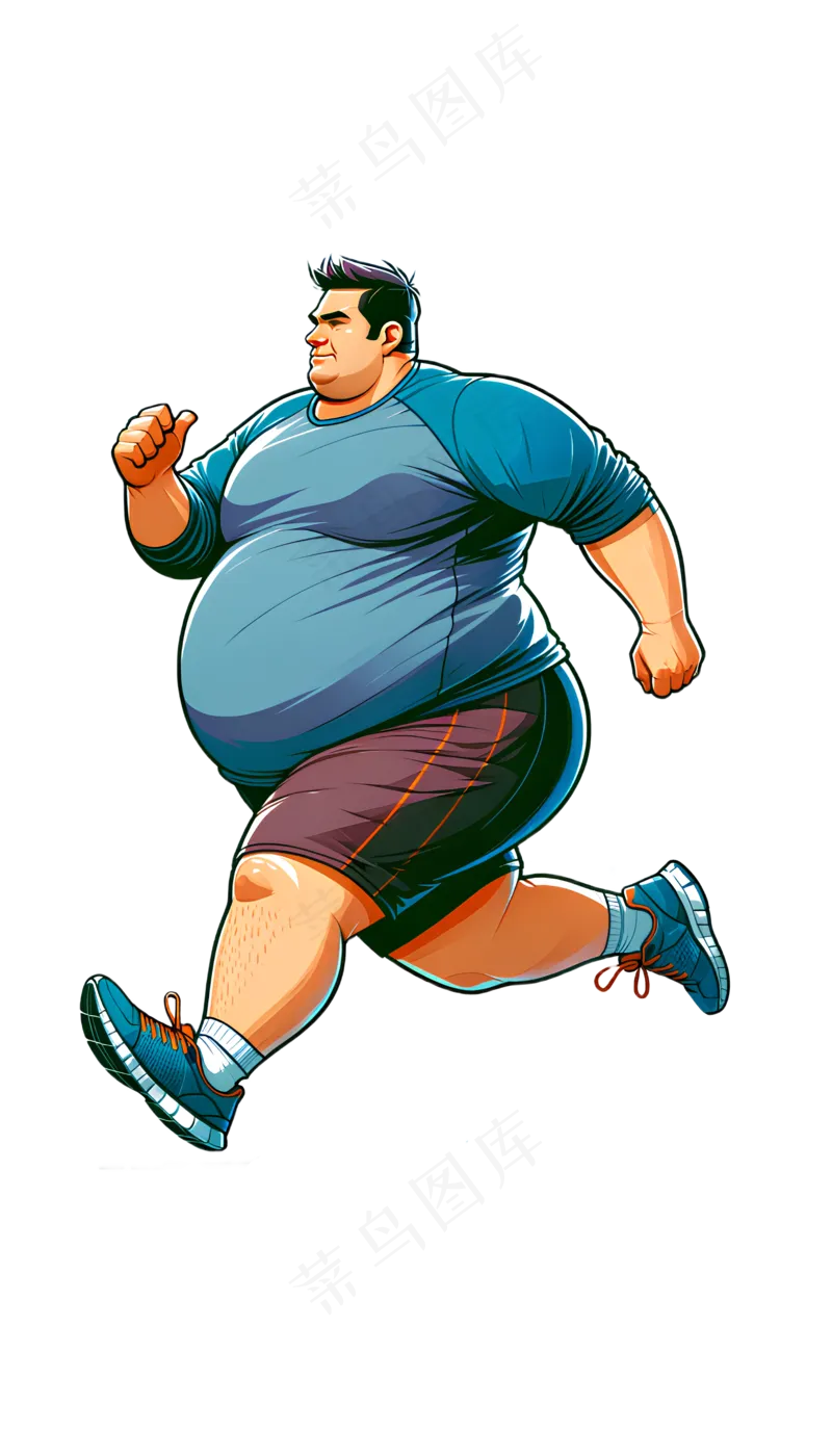 跑步减肥的男子漫画风格矢量免抠