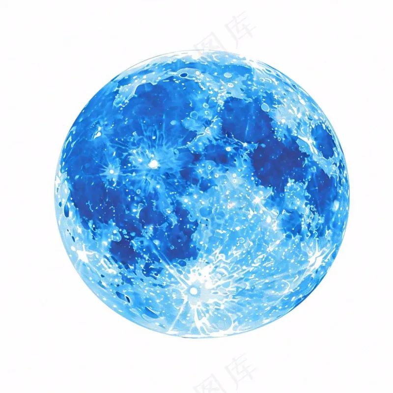 月球月亮蓝色天气卡通插画免抠