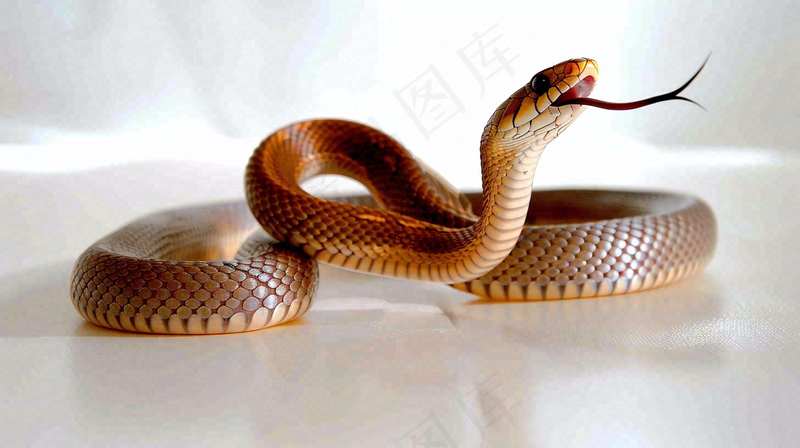 蛇爬行动物白色背景摄影图