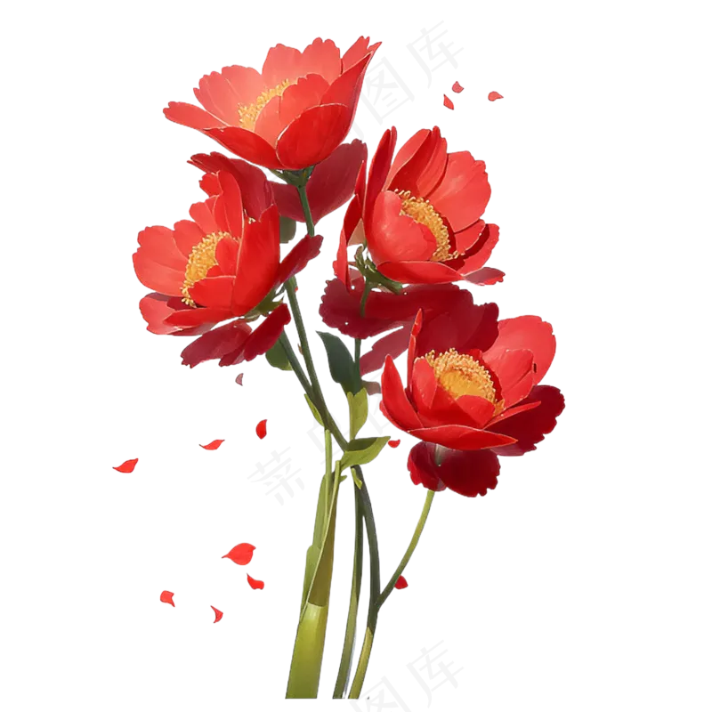 红色海棠花写实手绘练习作品35