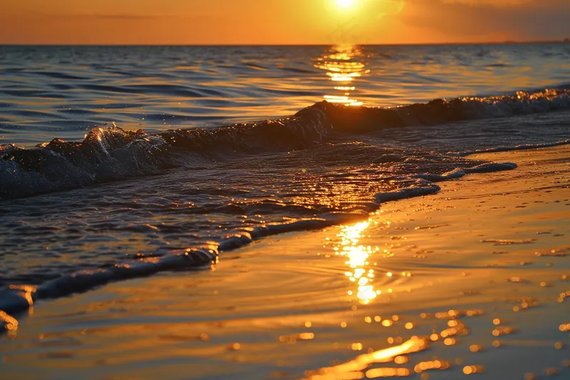 海上日出朝霞海浪摄影图
