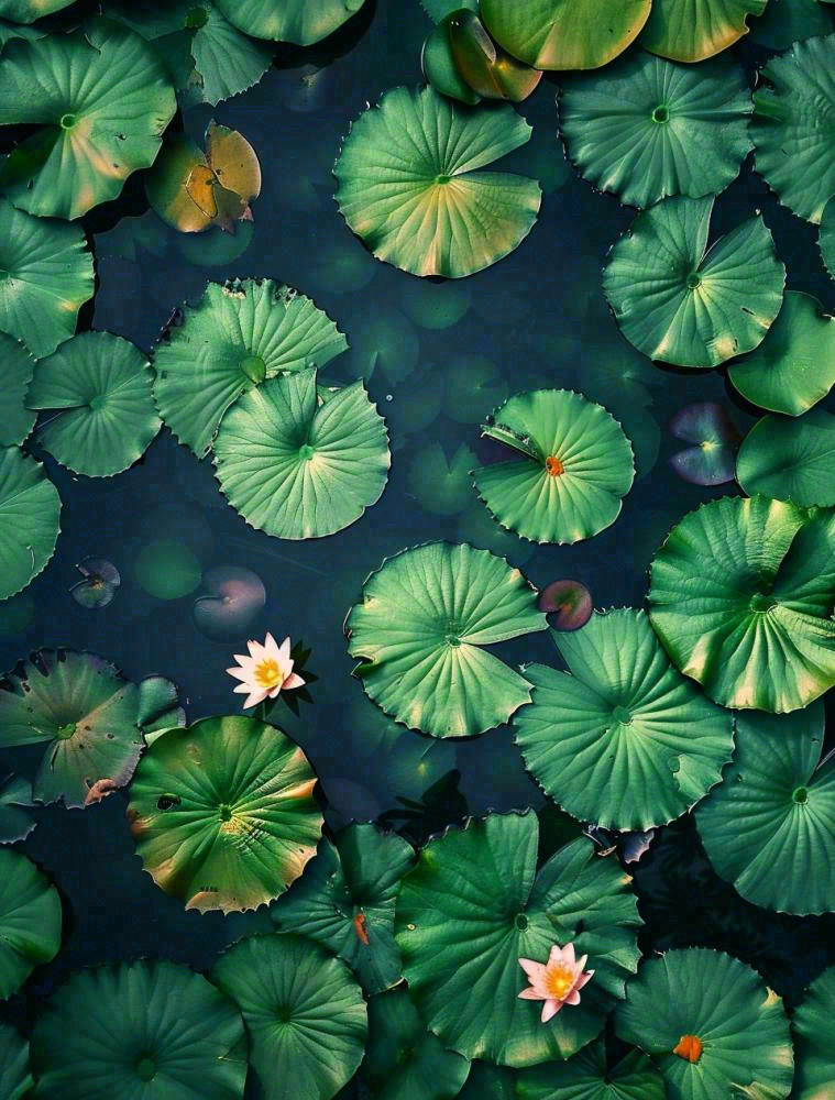 夏天池塘睡莲墨绿荷叶大暑处暑摄影图