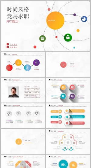 黄蓝色简约风求职竞聘简历PPT模板 预览图