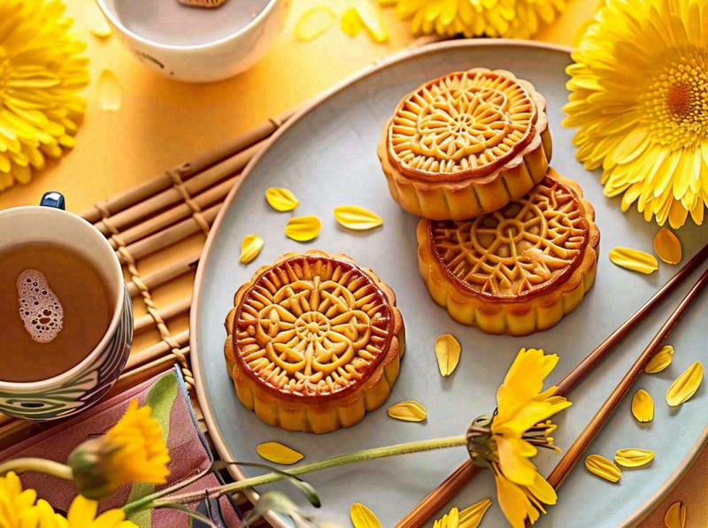 月饼中秋美食摄影图