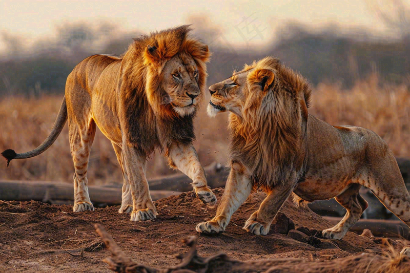 狮子雄狮动物非洲大草原保护动物摄影图