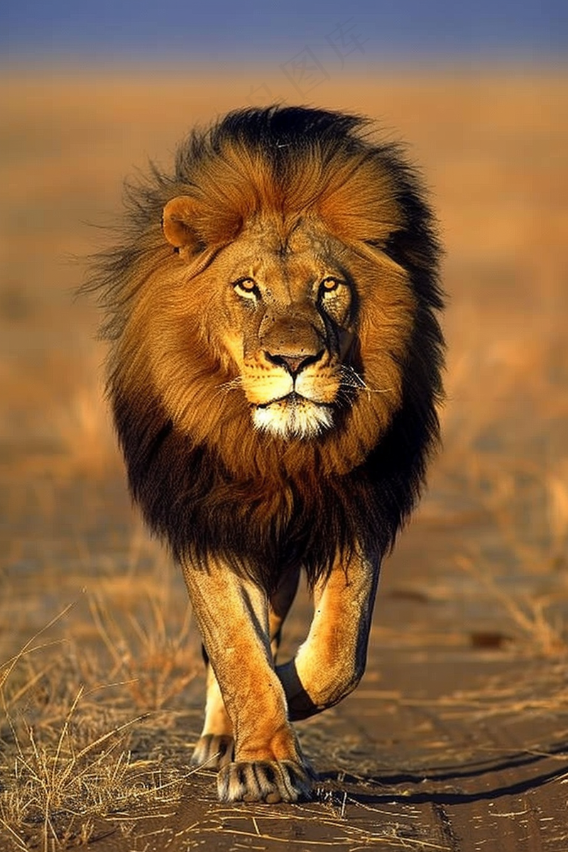 草原上的狮子非洲雄狮国家保护动物摄影图