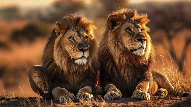 狮子雄狮动物非洲大草原保护动物摄影图