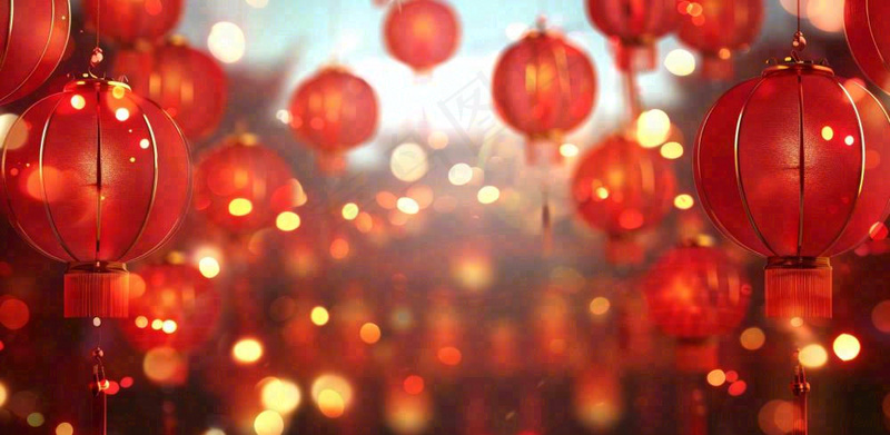 红色年味灯笼烟花新年过年喜庆春节年味摄影图