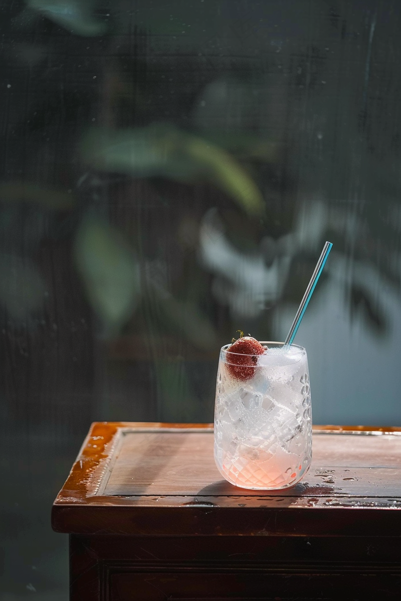 冰镇草莓汽水气泡酒饮料摄影图