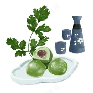 青团插画 清明青团 清明节素材 手绘青团 青团艾草