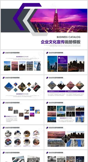 紫色商务风企业画册公司宣传PPT模板36预览图