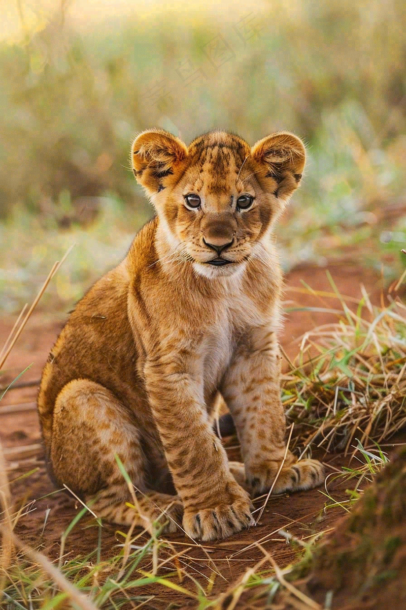 幼狮幼崽狮子动物非洲草原保护动物摄影图