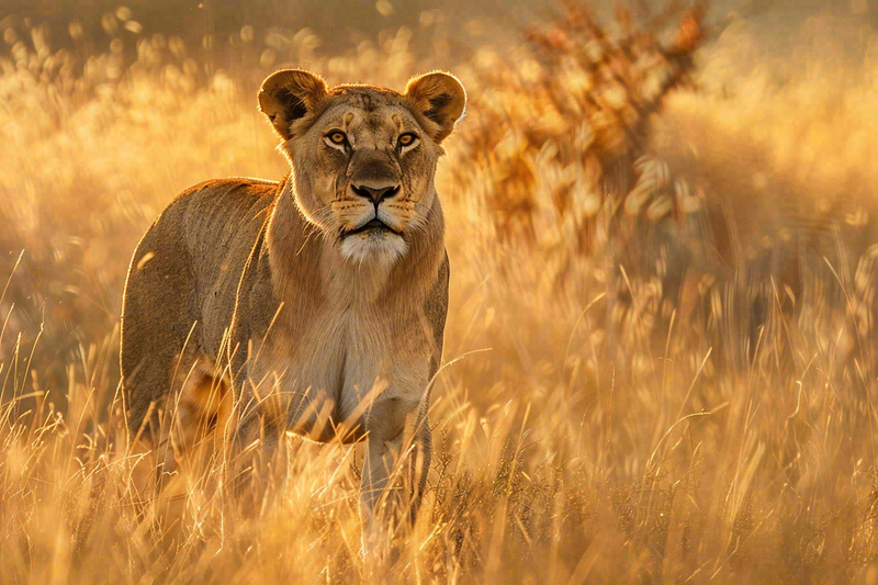 狮子雄狮动物非洲大草原保护动物摄影图