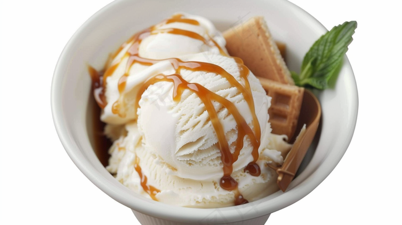 香草冰淇淋球甜点摄影图