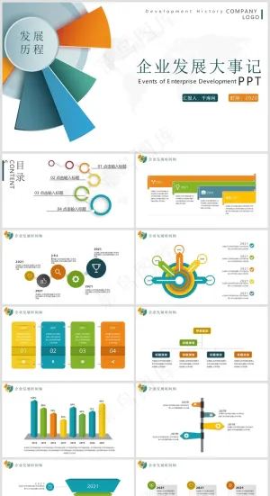 PPT模板丨工作总结丨大事记丨时间轴丨逻辑图标丨可视化图表049预览图