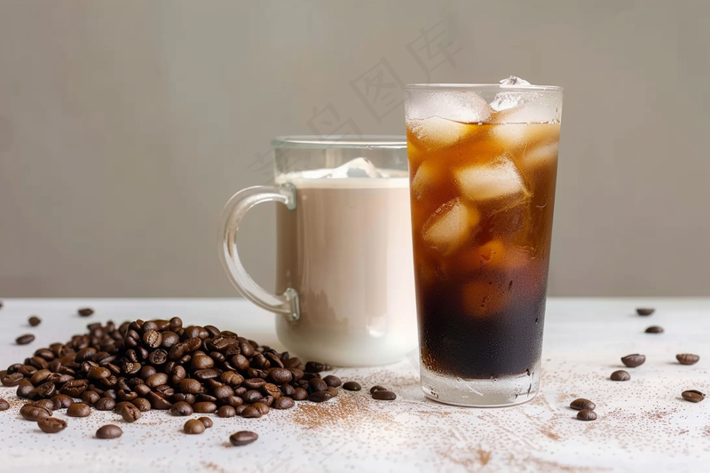 冰咖啡饮料美式拿铁摄影图