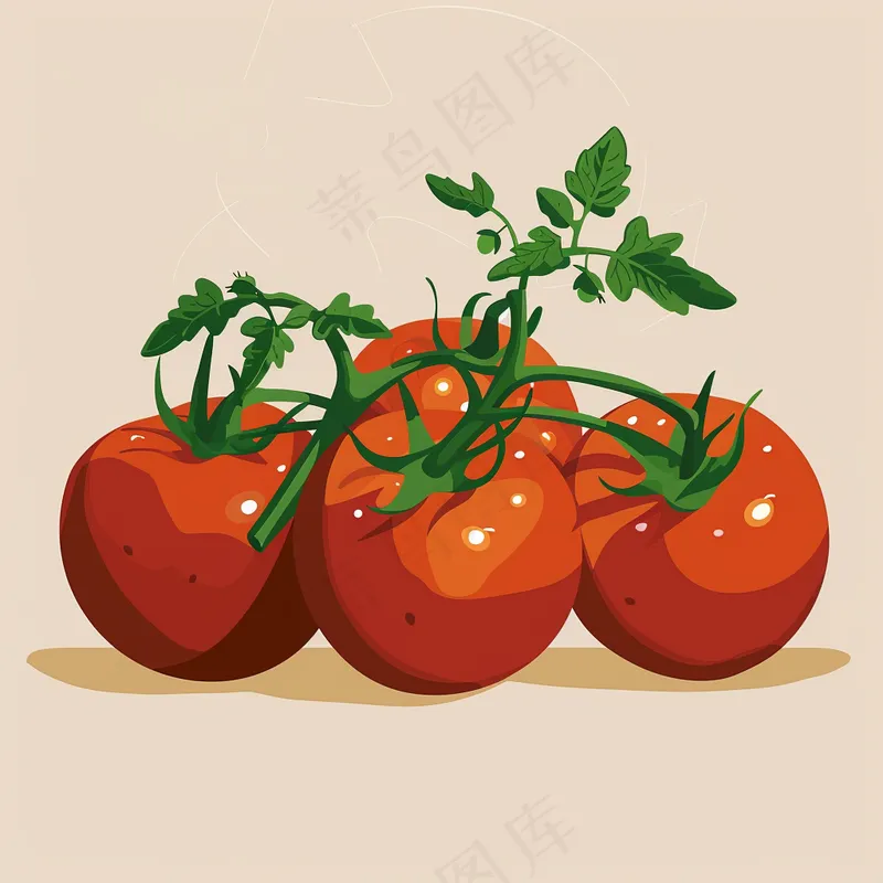西红柿蔬菜水果卡通插画背景