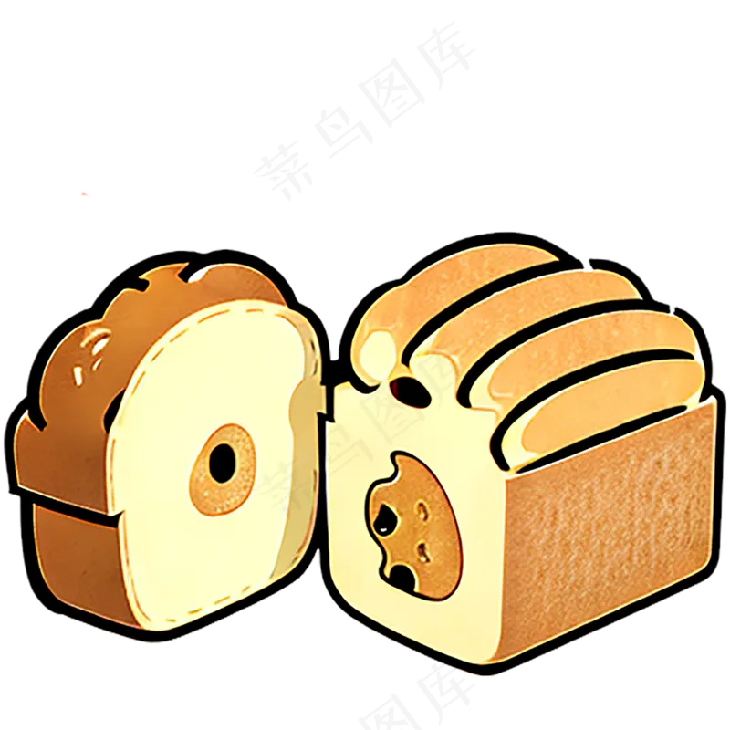 黄油面包葡萄干西餐插画食物
