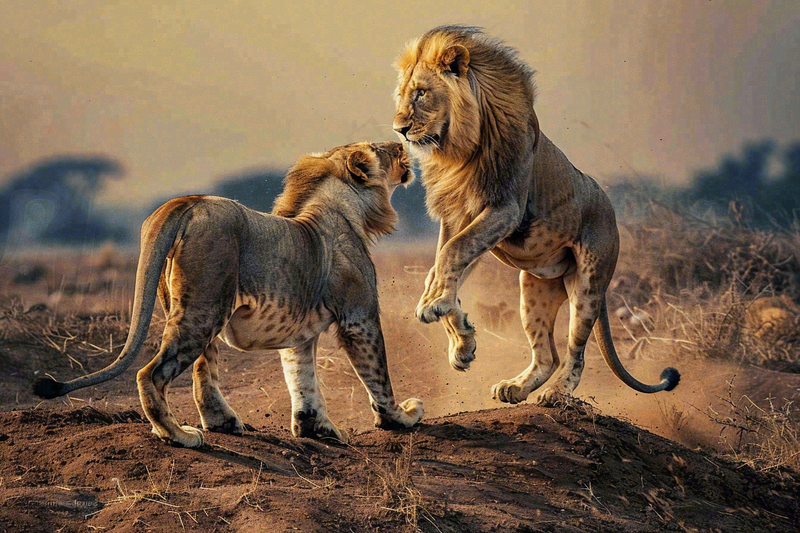 狮子雄狮动物非洲大草原保护动物摄影图