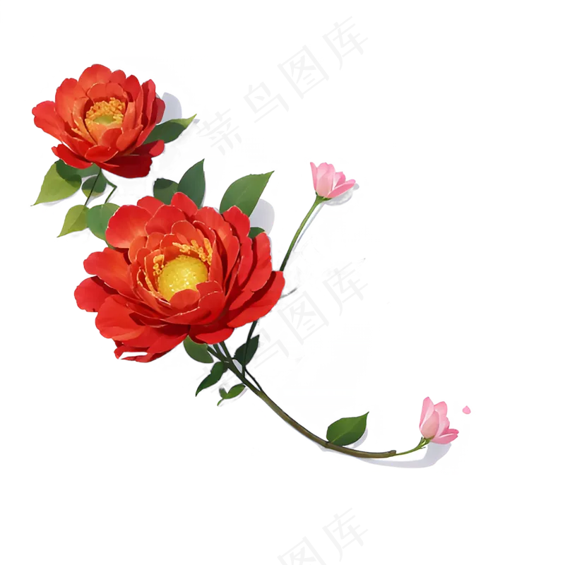 红色 海棠花 手绘 免抠 素材9
