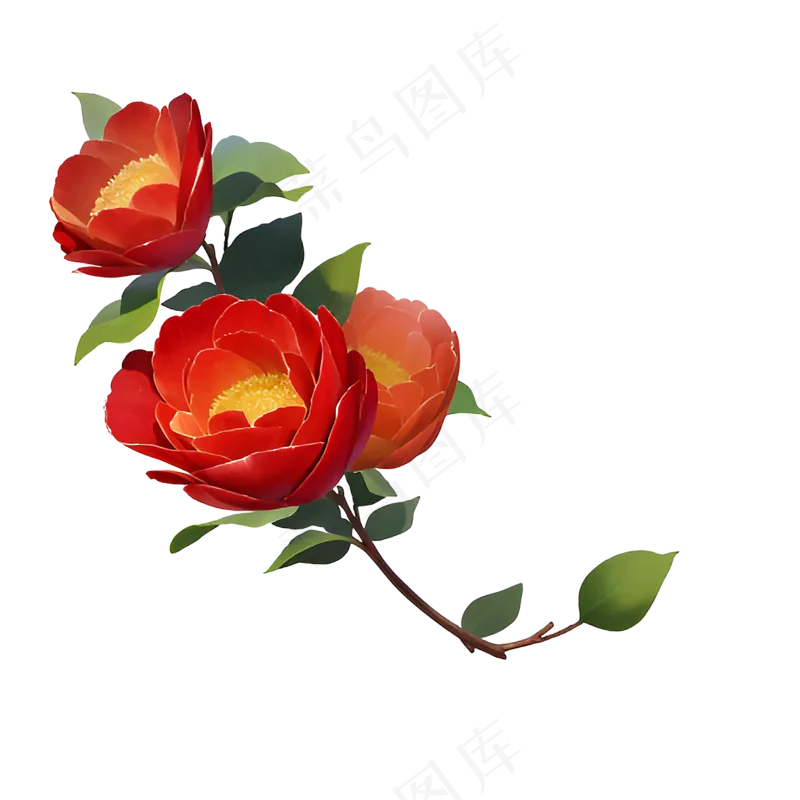 红色 海棠花 手绘 免抠 素材32