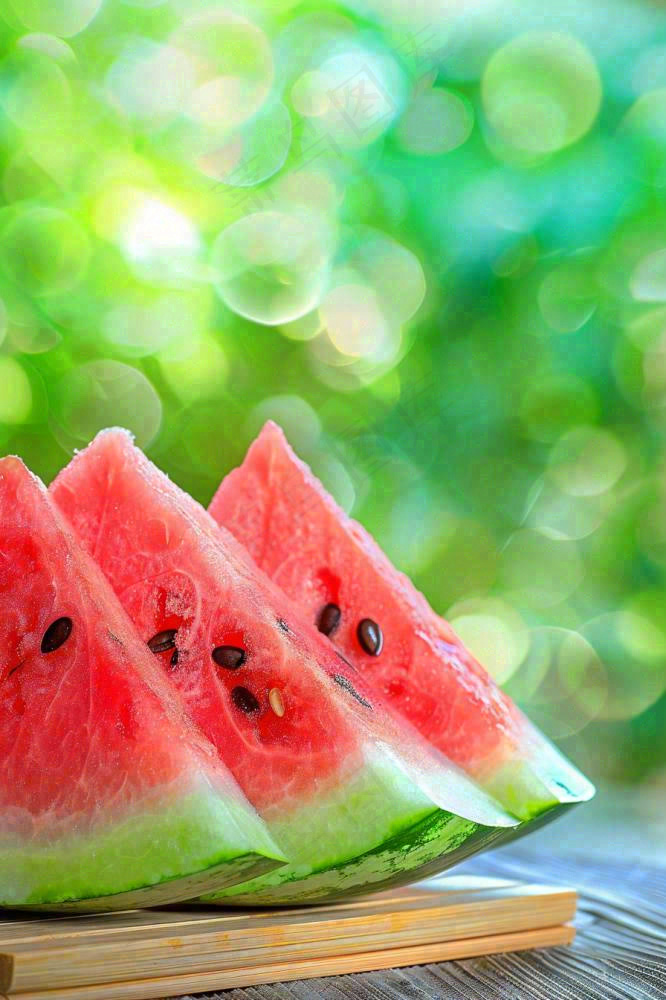 夏日避暑西瓜大树下阴凉立夏大暑小暑夏至摄影图