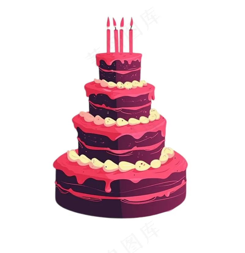 生日蛋糕蜡烛庆祝卡通插画免抠