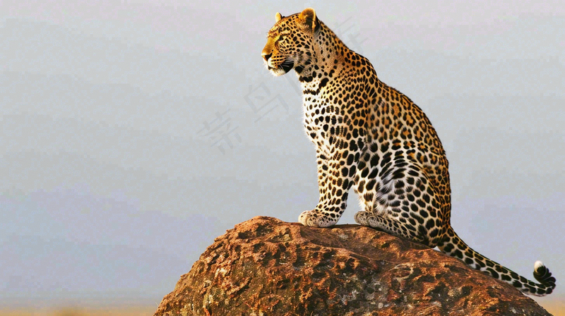 猎豹坐着石头上的动物摄影图