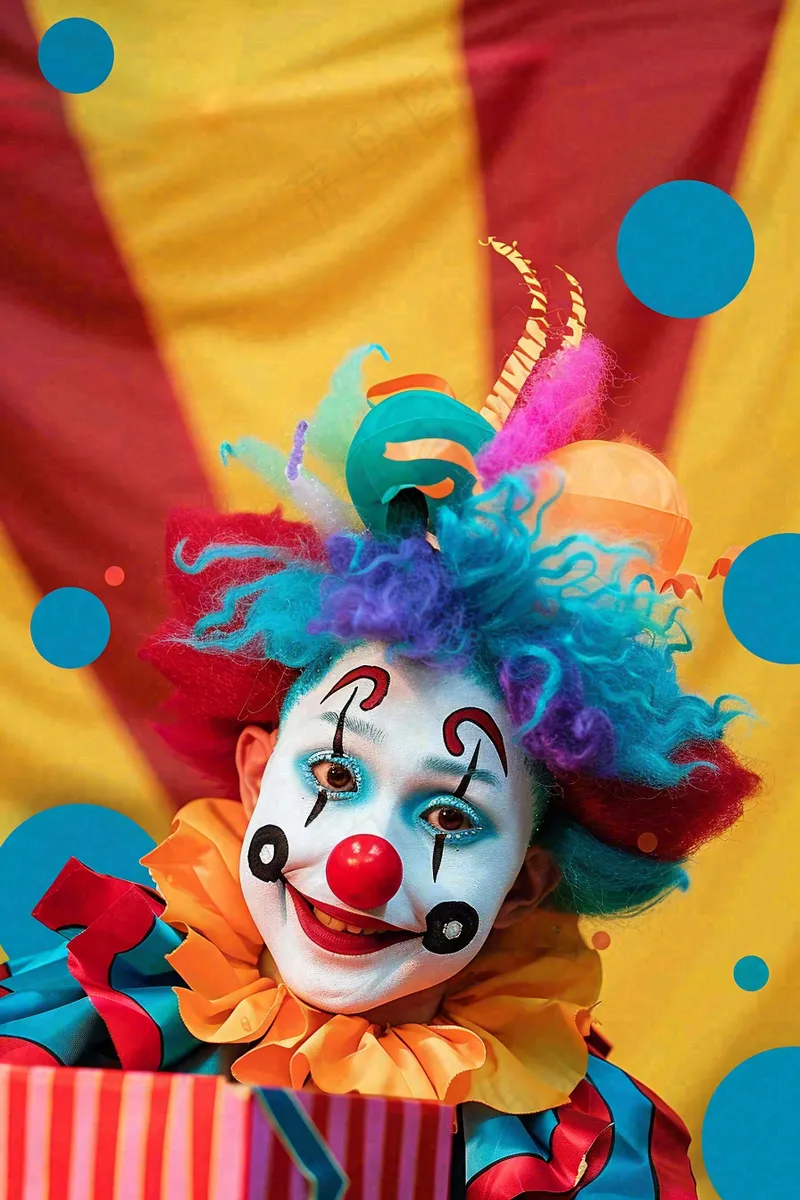 马戏团小丑搞怪气球彩色愚人节摄影图
