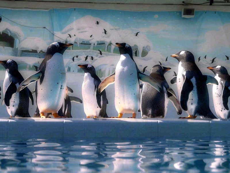 海洋馆动物园冰雪天地的企鹅寒冷动物摄影图