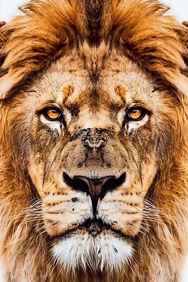 狮子雄狮头部特写保护动物摄影图