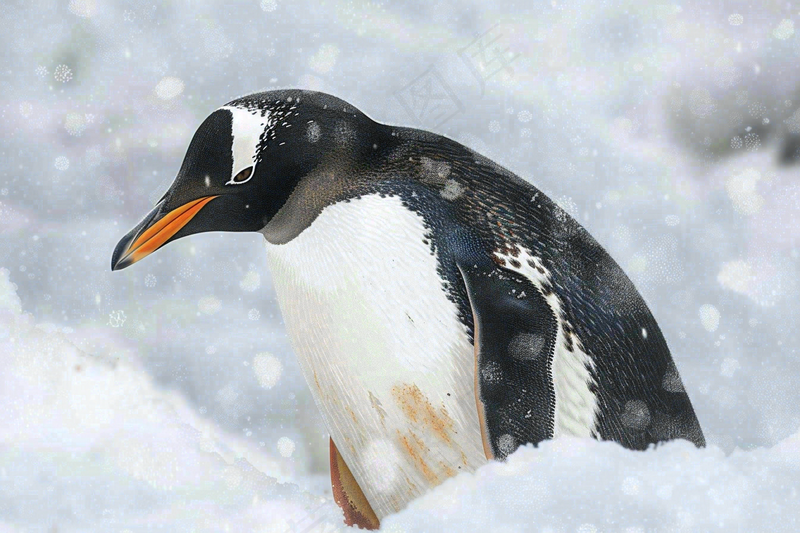 冰雪天地的企鹅寒冷动物摄影图