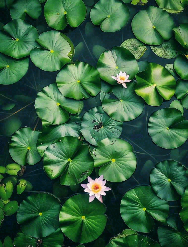 夏天池塘睡莲墨绿荷叶大暑处暑摄影图