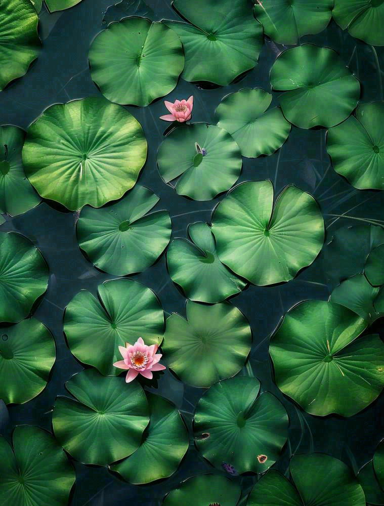 夏天池塘睡莲墨绿荷叶大暑处暑摄影图