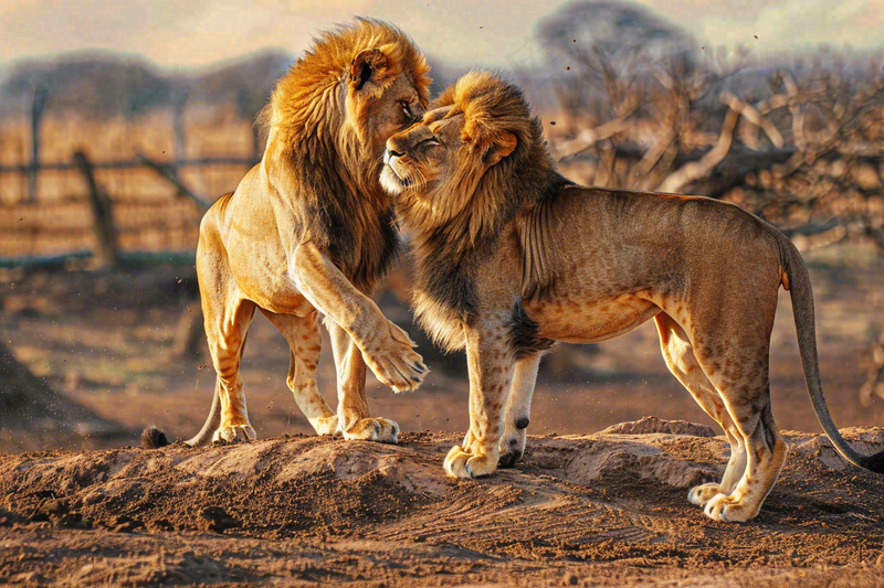 狮子雄狮动物非洲大草原保护动物摄影图