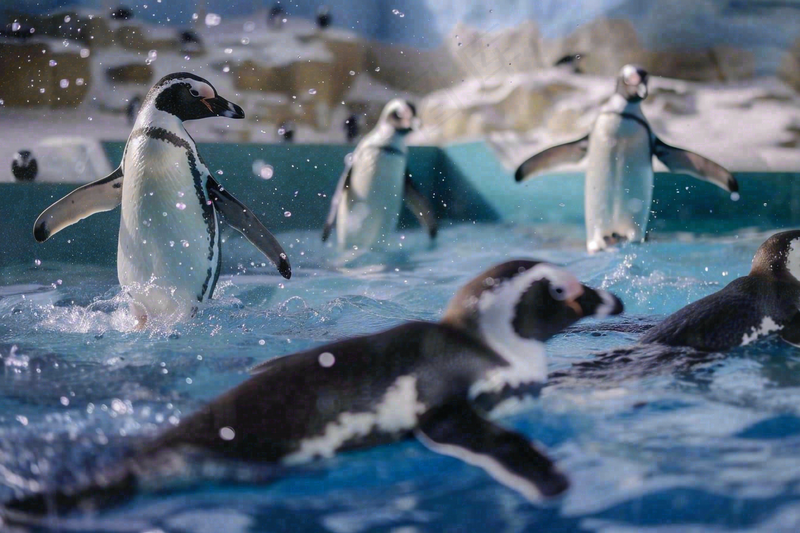 海洋馆动物园冰雪天地的企鹅寒冷动物摄影图