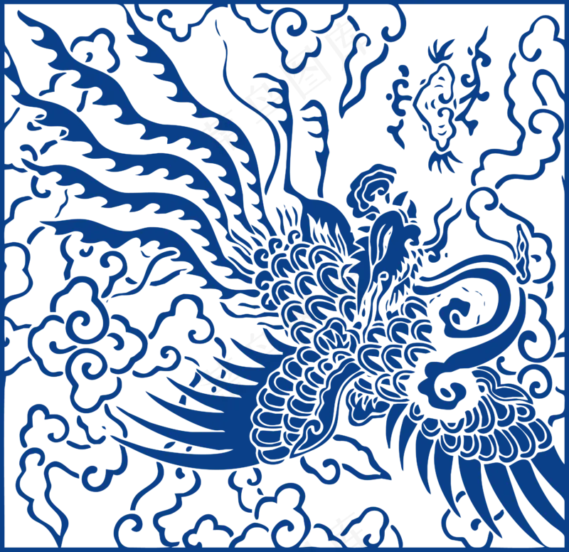 古代青花瓷图案花纹中国风图案祥云纹理传统图腾PNG免扣素材