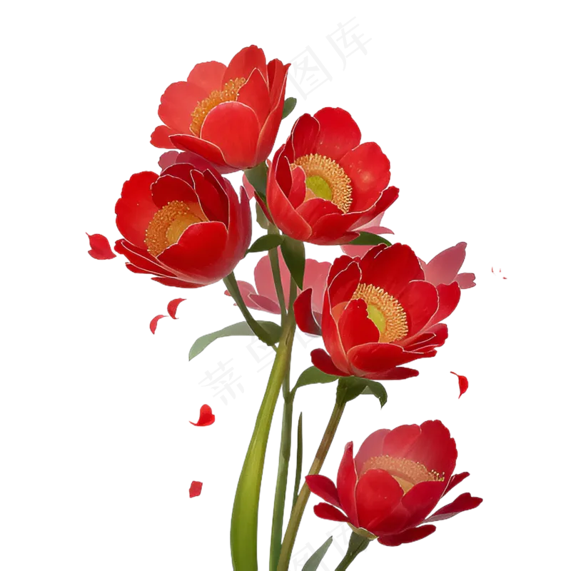 红色海棠花写实手绘练习作品11