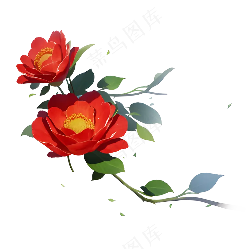 红色 海棠花 手绘 免抠 素材38