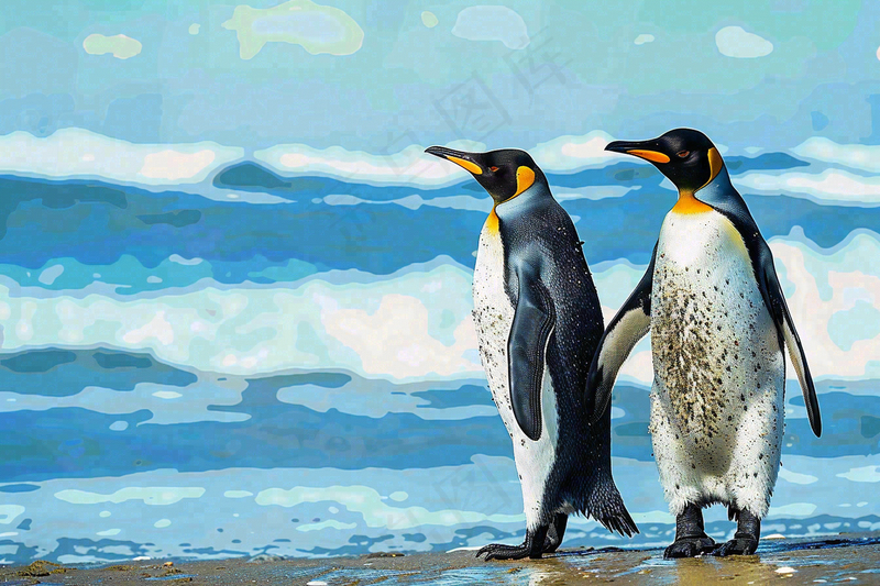 冰雪天地的企鹅寒冷动物摄影图