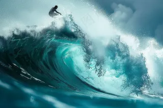 冲浪达人海洋运动摄影图