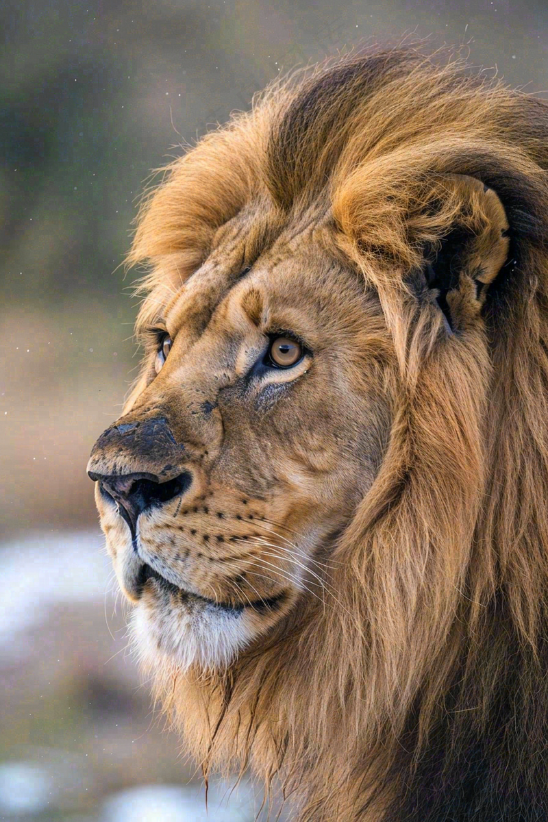 狮子雄狮头部特写保护动物摄影图