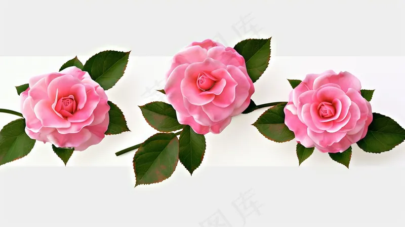 山茶花粉色花朵白色背景摄影图