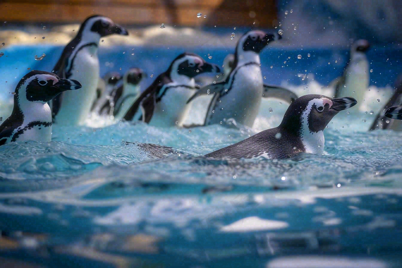 海洋馆动物园冰雪天地的企鹅寒冷动物摄影图