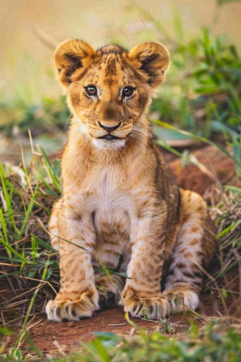 幼狮幼崽狮子动物非洲草原保护动物摄影图