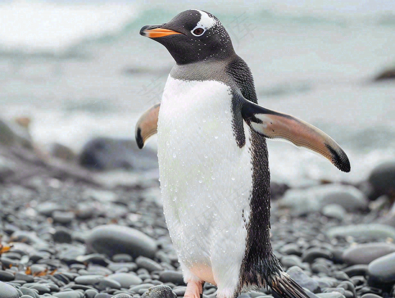 冰雪天地的企鹅寒冷动物摄影图