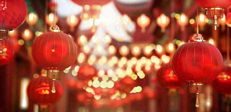 红色年味灯笼烟花新年过年喜庆春节年味摄影图