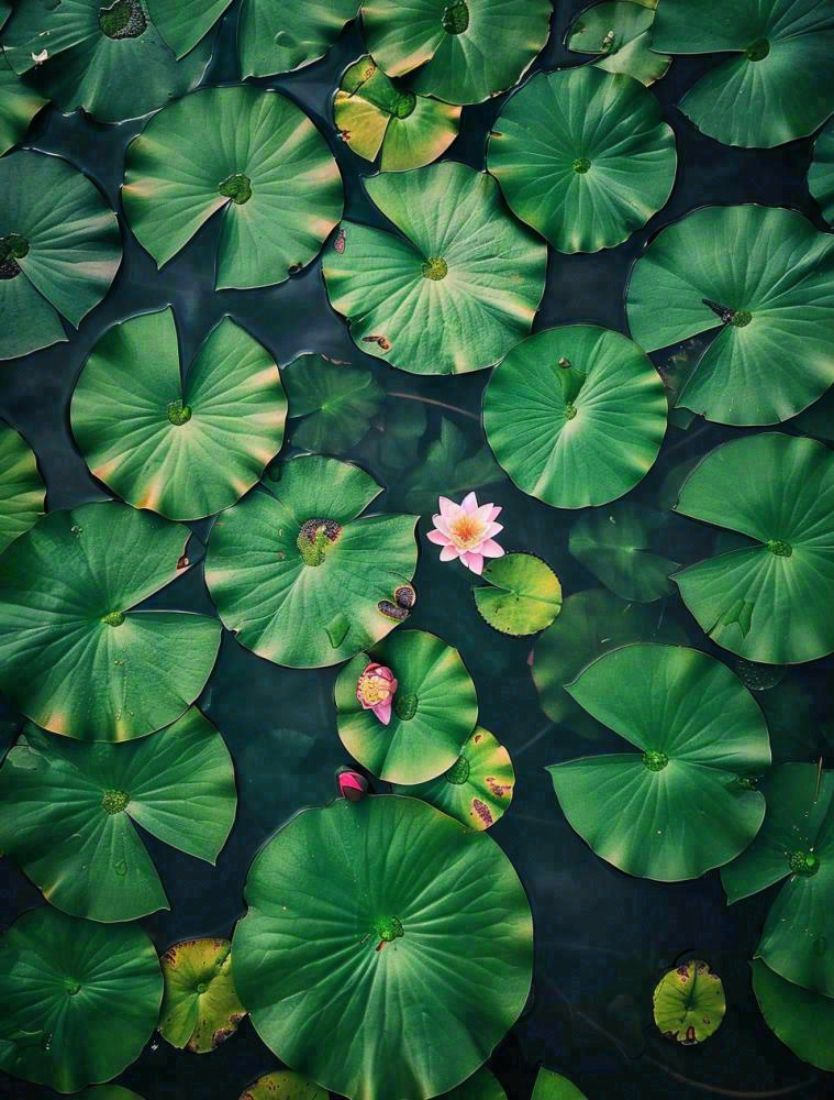 夏天池塘睡莲墨绿荷叶大暑处暑摄影图